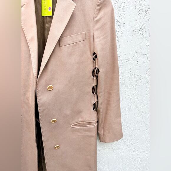 Helmut Lang Long Sleeve Side Cut Out Button Front Long Coat Brown Women's US 6 - Picture 8 of 13